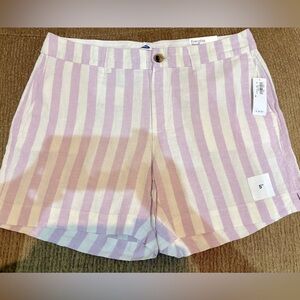 Old Navy Striped lilac and White Women's linen Shorts NWT